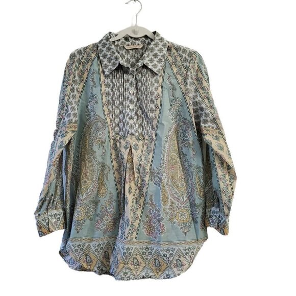 Soft Surroundings Blouse Petite Medium Long Sleeve Floral Paisley Tabitha Tunic - Picture 1 of 10
